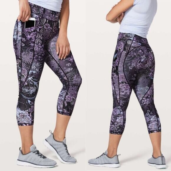 LULULEMON Time To Sweat Crop 23" Size 2 Memoir Multi Purple - Picture 1 of 8